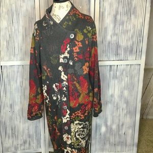 JJill long wool sweater floral medium